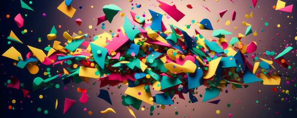 Colorful confetti, carnival confetti, party, banner, background, generative ai