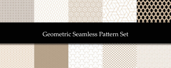 Geometric seamless Pattern Set. Vector collection of 10 patterns