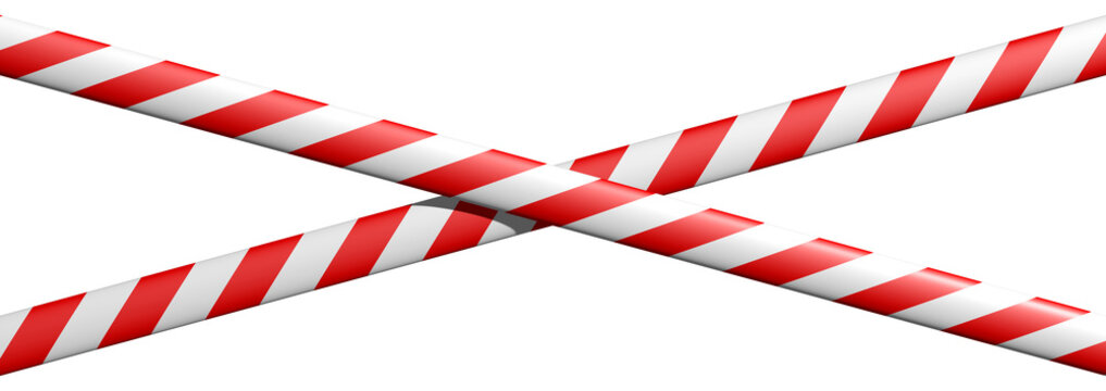 gekreuzte Absperrb&auml;nder Rot/Wei&szlig;