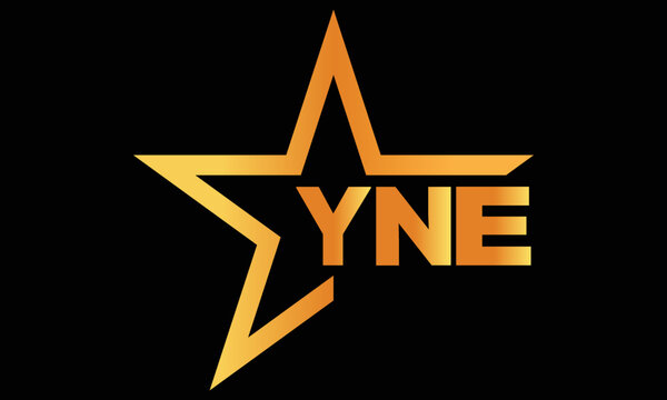 YNE golden luxury star icon three letter logo design vector template. royal logo | luxury logo | jewelry logo | premium logo | iconic logo | Victoria logo |	