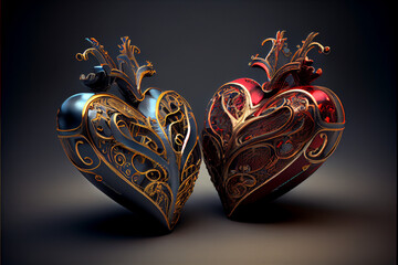 Hearts created using MidJourney generative AI