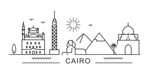 Cairo City Line View. Poster print minimal design. - obrazy, fototapety, plakaty