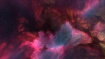 Cosmic background with a blue purple nebula and stars
