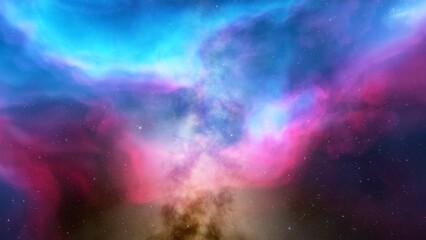 Cosmic background with a blue purple nebula and stars
