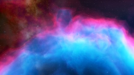 Cosmic background with a blue purple nebula and stars
