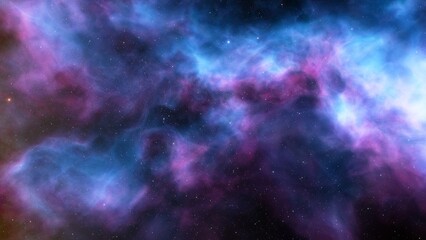 Cosmic background with a blue purple nebula and stars
