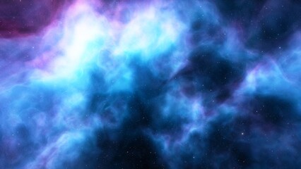 Cosmic background with a blue purple nebula and stars
