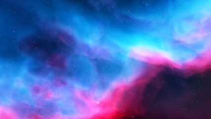 Cosmic background with a blue purple nebula and stars
