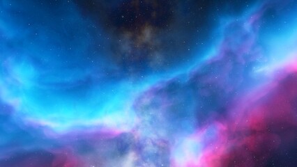 Cosmic background with a blue purple nebula and stars
