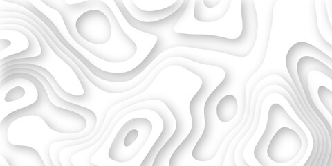 Abstract wavy line 3d paper cut white background. Topographic canyon geometric map relief texture with curved layers and shadow. Abstract realistic papercut decoration textured with wavy layers	
