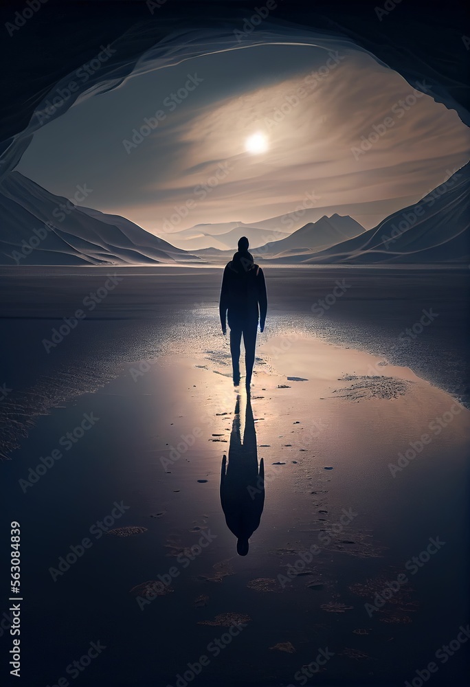 Poster astronaut on deserted planet in alien world ,made with generative ai