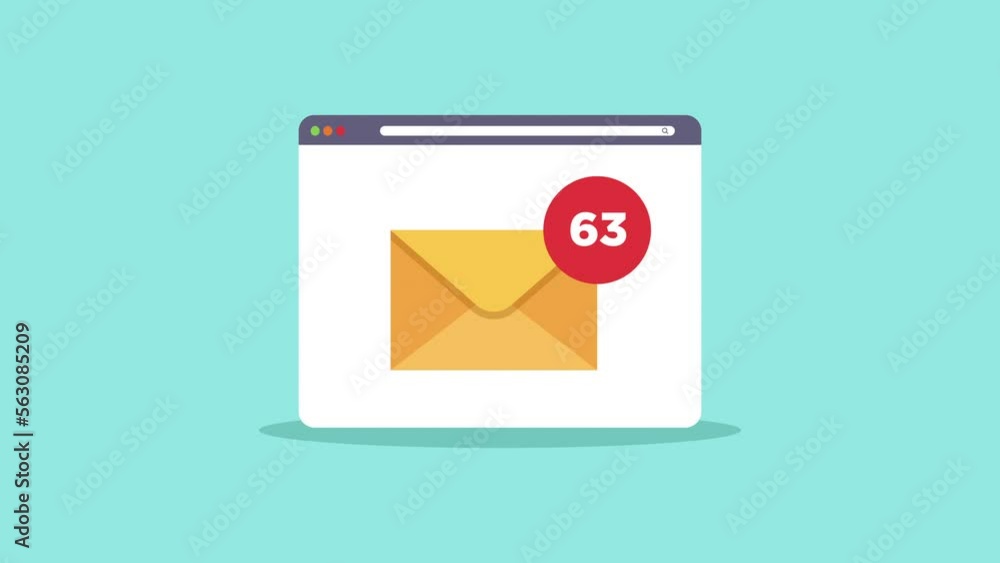 Poster email with counter social media concept motion animation. simple web browser window flat design.