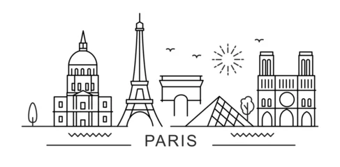 Foto auf Glas Paris France City Line View. Poster print minimal design. © bioraven