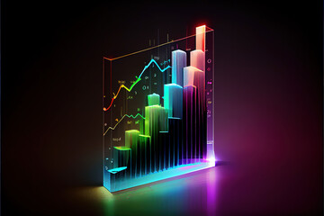 Business hologram downing graph with Generative AI