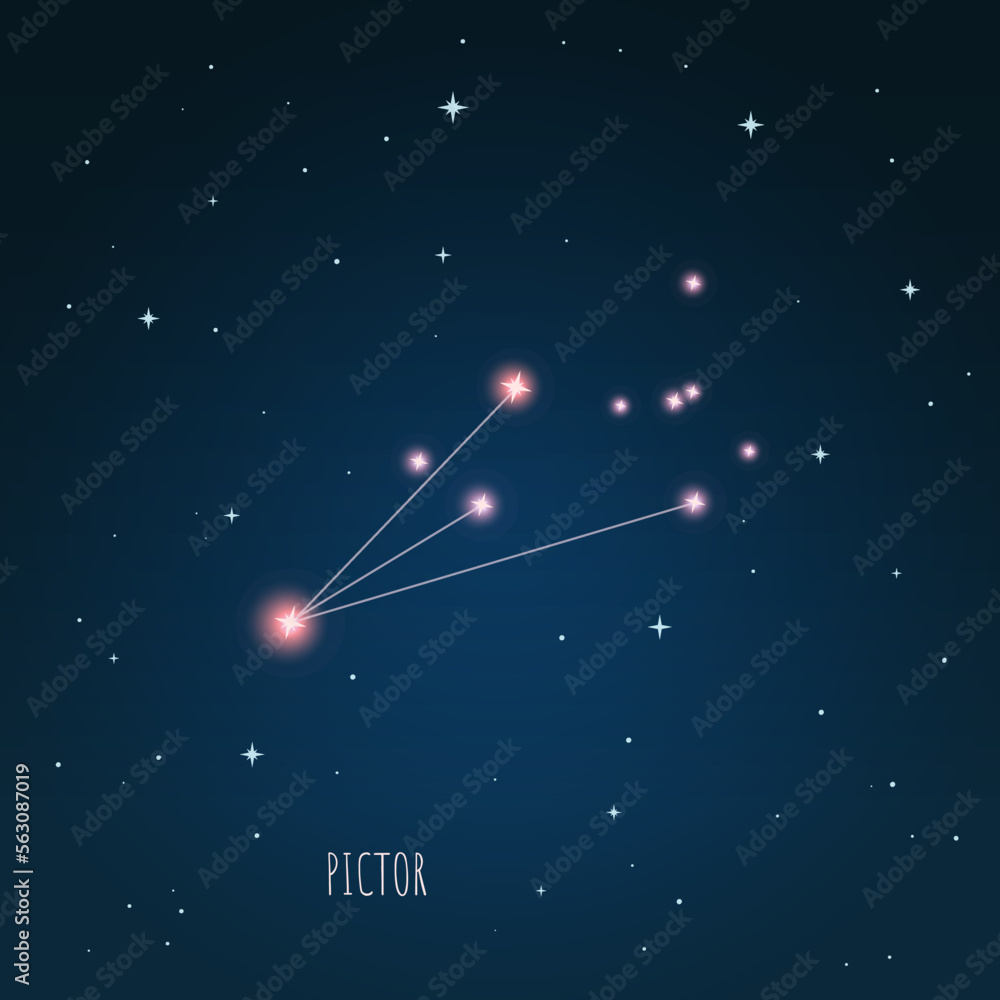 Canvas Prints constellation scheme in starry sky. open space. vector illustration pictor constellation through a t