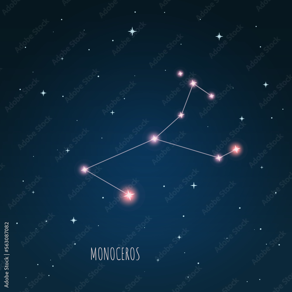 Canvas Prints constellation scheme in starry sky. open space. vector illustration monoceros constellation through 