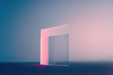 Square shaped luminous installation art,abstract background,Concept Design Art