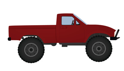 Fototapeta na wymiar Red big wheels truck. vector