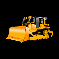 Detailed illustration of heavy mining machine and construction equipment. Vector illustration. © Ryantha