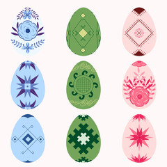 Flat ornament eggs Easter culture vector