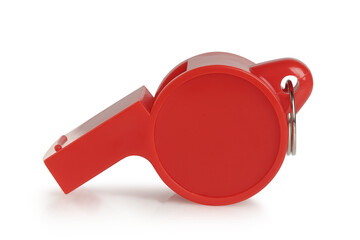 red plastic whistle isolated - 563087836