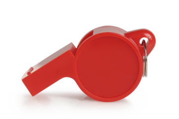 red plastic whistle isolated