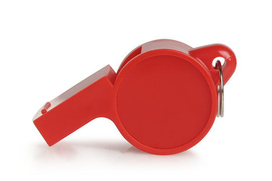 red plastic whistle isolated