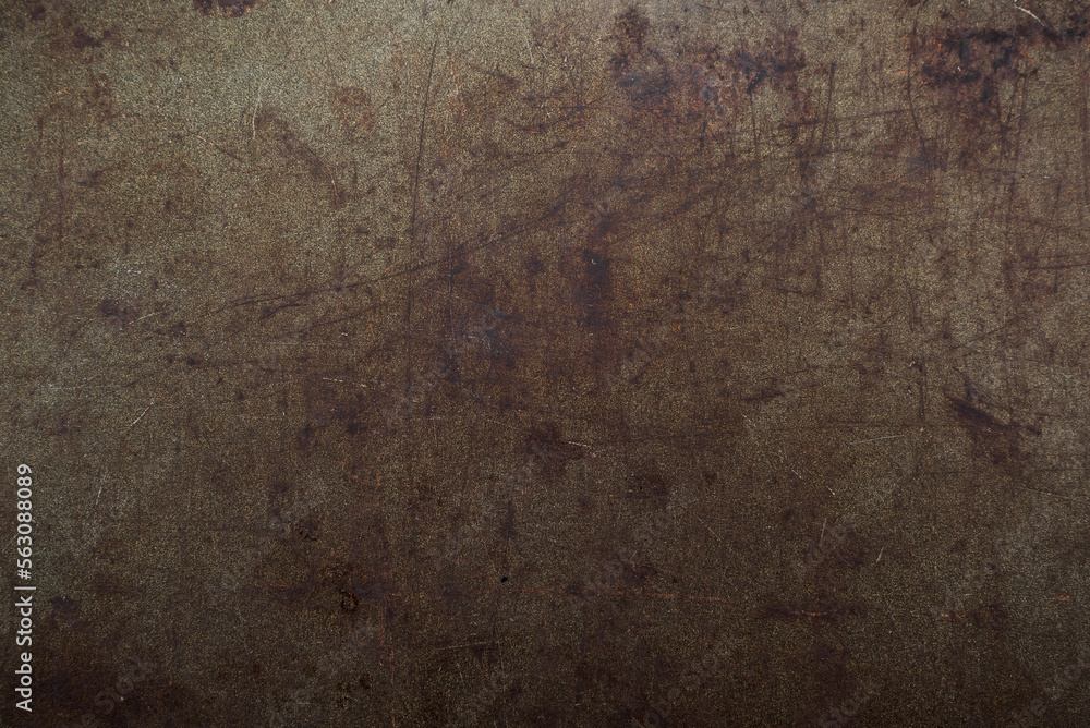 Poster dark abstract background with scuffs and scratches. metal texture with rust