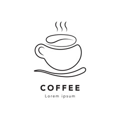 vector continuous line coffee  illustration design graphic, minimalist creative logo concept, coffee shop drink logo 