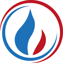 Wassertropfen und Flamme, Installateur und Klempner Logo, Icon