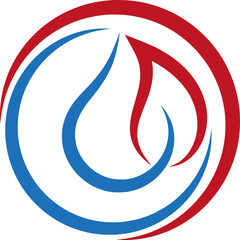 Wassertropfen und Flamme, Installateur und Klempner Logo