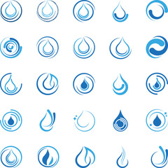 Wassertropfen, Tropfen Sammlung, Wassertropfen, Wasser Logo