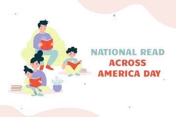 Children and parents are reading a book. National Read Across America Day