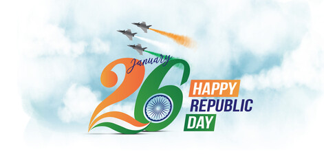 Happy republic day of India concept banner. 26 January republic day concept background. - obrazy, fototapety, plakaty