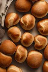 Fresh Buns Bread. Fresh Oven Bread. Top View.
