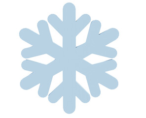 Liquid translucent snowflake made of crystal blue water isolated on white background. 3d render