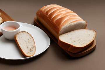 Fresh Sliced Bread. Fresh Oven Bread. Front View.