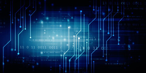 2d illustration Abstract futuristic electronic circuit technology background