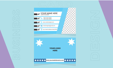 Creative and clean corporate business card template with white and Blue