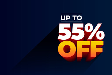 Fifty Five percent off promotion Sales concept
55% off 3D typography Banner