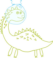 Illustration of a dinosaur astronaut in a helmet.