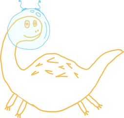 Illustration of a dinosaur astronaut in a helmet.