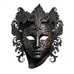 Black carnival masks isolated on white background