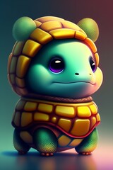 Cute and adorable cartoon turtle baby, Generative Ai