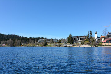 Fototapeta premium On the Lake Titisee with a view of the shore