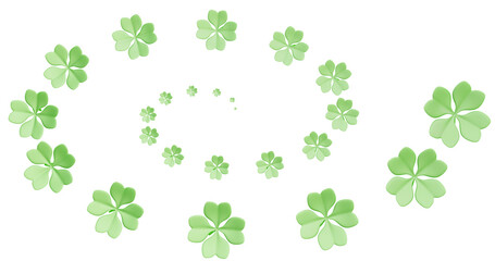 Patrick day. A spiral of four-leaf clover on a transparent background.3d rendering