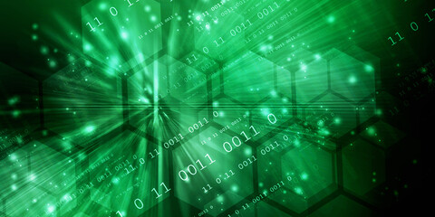 2d illustration abstract digital binary data on computer screen