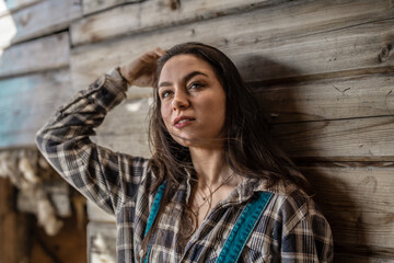 Portrait of a woman at the farm. 