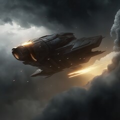 Fototapeta na wymiar Alien fighter aircraft. Spaceship.