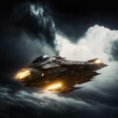 Obraz premium Alien fighter aircraft. Spaceship.